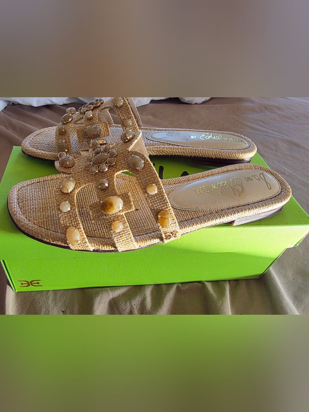 Sam Edelman Bay Ray Slide Sandals bleached beechwood gem 10